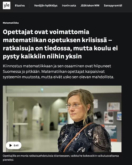 Ylen uutisointi Suomen matematiikan opetuksen kriisistä